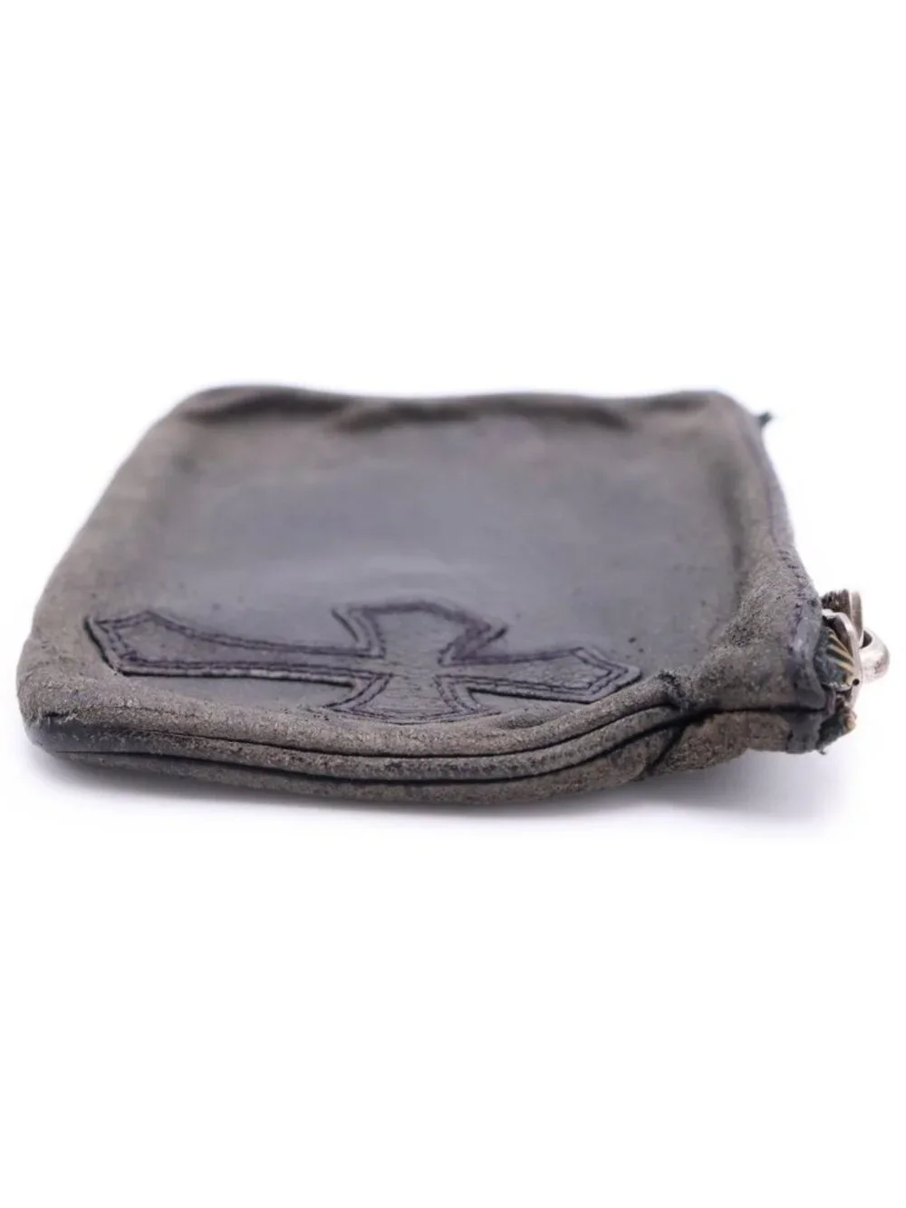 Chrome Hearts Zpr Chng Purse Cross Patch Change Leather Coin Case Black
